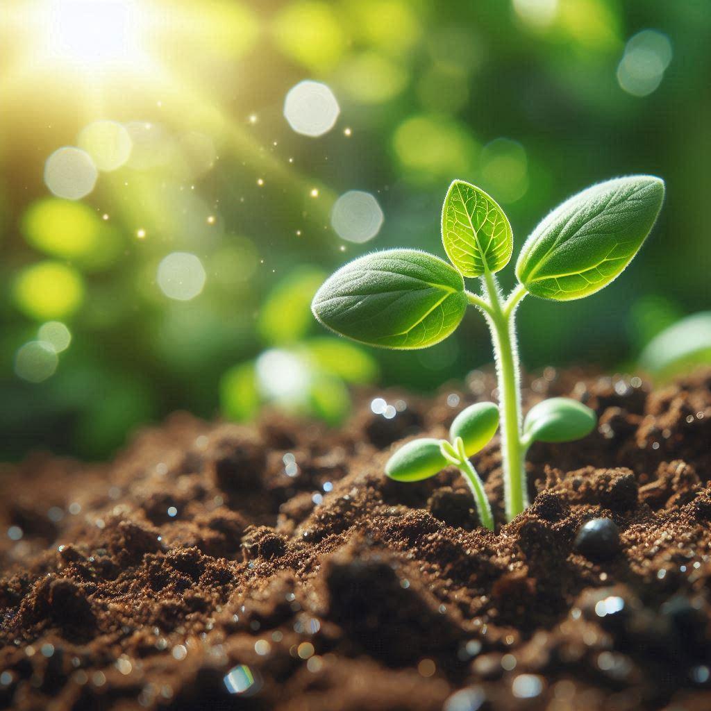 Seedling popping up through the ground